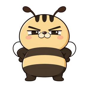 ExcuseBee mascot, arms crossed and confident